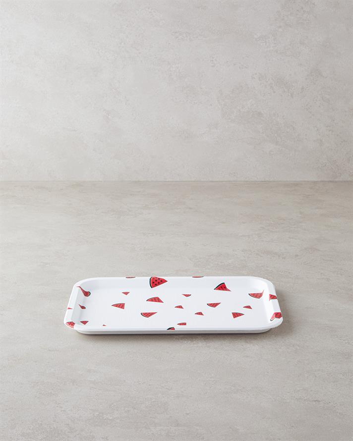 Tava servire, Watermellies, plastic, 31x21 Cm, alb - rosu
