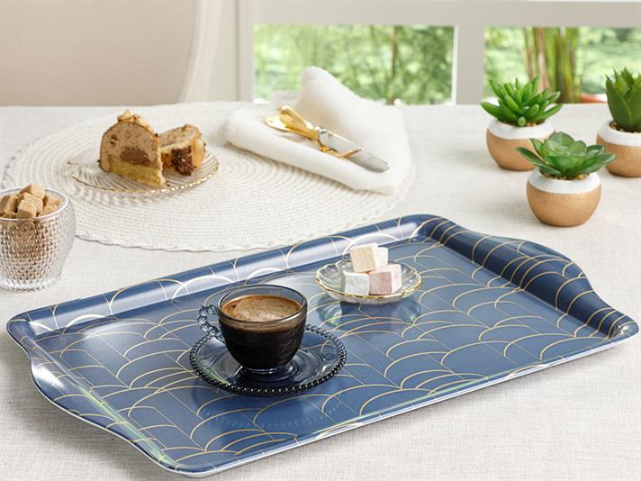 wave Melamine Rectangular Tray 46x29 cm Dark Blue