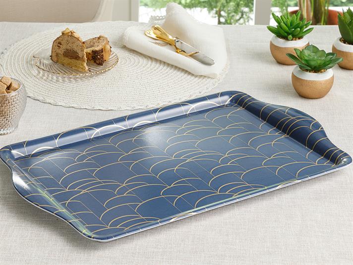 wave Melamine Rectangular Tray 46x29 cm Dark Blue