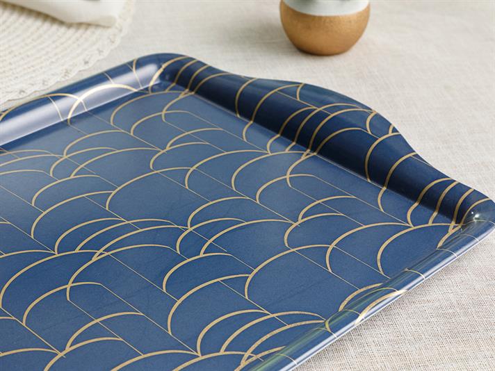 wave Melamine Rectangular Tray 46x29 cm Dark Blue