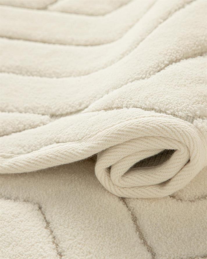 Wavy Cottony Bath Mat Set 60x100 cm + 60x50 cm Ecru