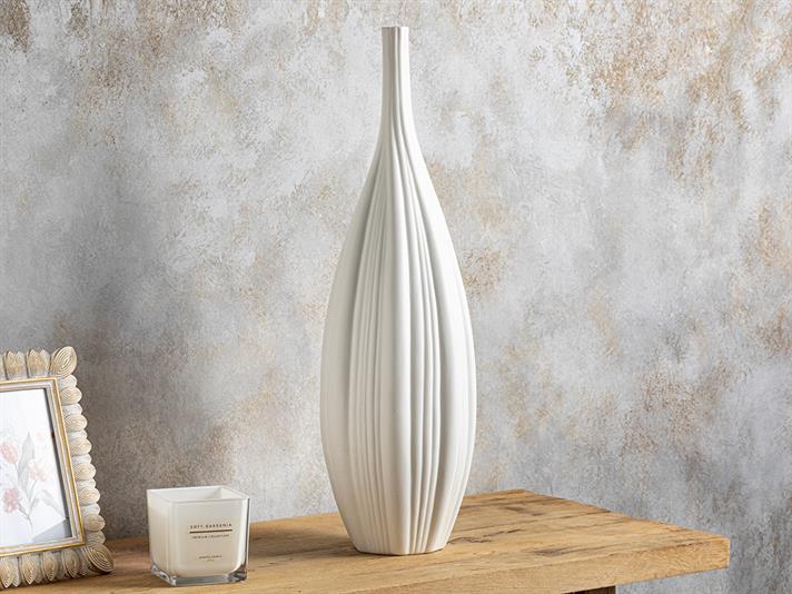 Vază, Wavy, ceramică, 16,3x16,3x52,7 cm, alb