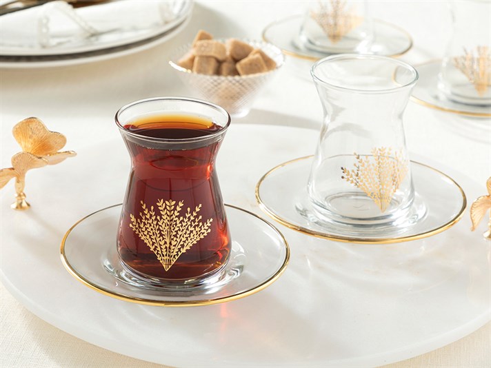 weensy Glass 12 Pieces Tea Set 130 ml Gold