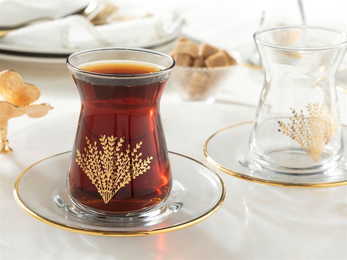 weensy Glass 12 Pieces Tea Set 130 ml Gold