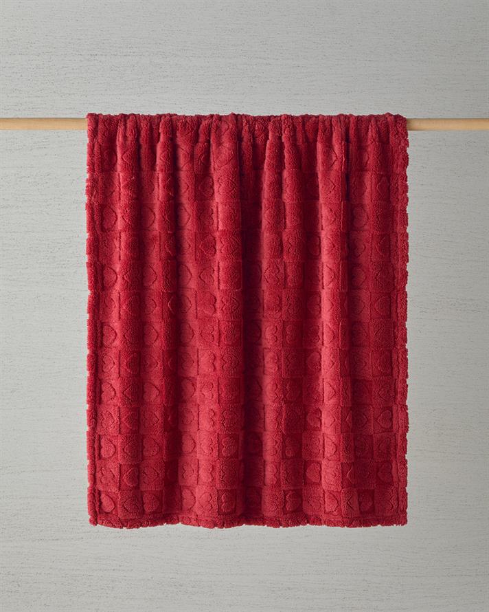 Patura pentru canapea sau fotoliu, Fancy Love, 120x160 cm, poliester, rosu inchis