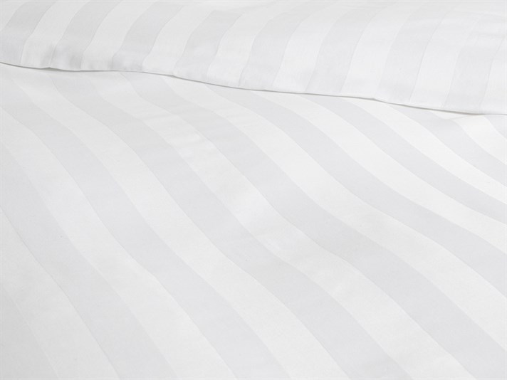 Wide Stripe  Saten din bumbac cu dungi Double Person  SET LENJERIE DE PAT 200x220 cm White