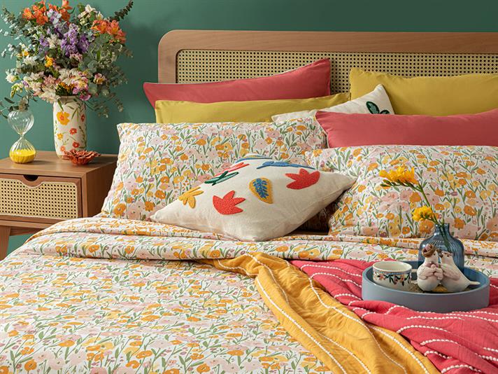 Wild, Set husă de pilotă cu față de pernă, pentru o persoană, bumbac, 160x220 cm/ 50x70 cm, roz