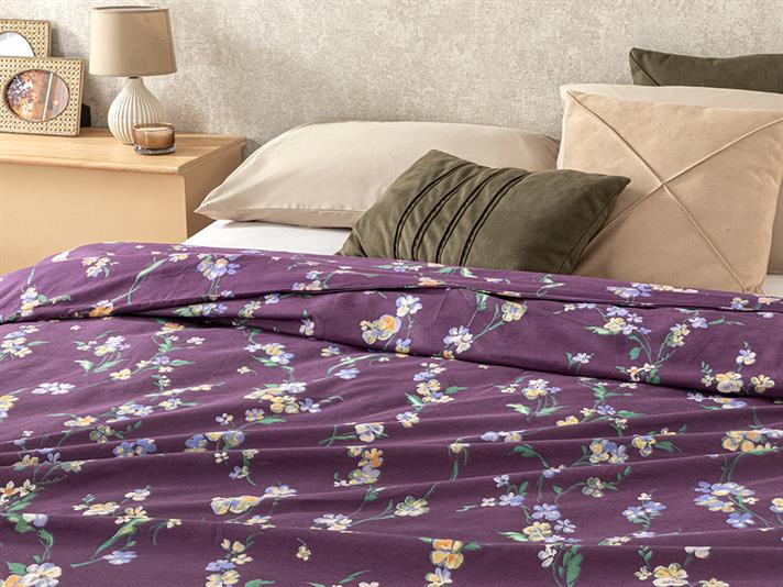 Wild Pansies Cu Bumbac Extra King Lenjerie De Pat 260X240 CM mov