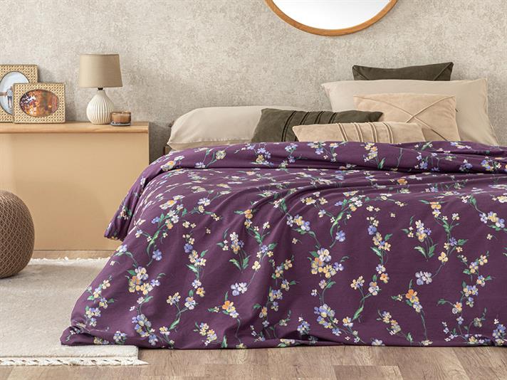 Wild Pansies Cu Bumbac Extra King Lenjerie De Pat 260X240 CM mov