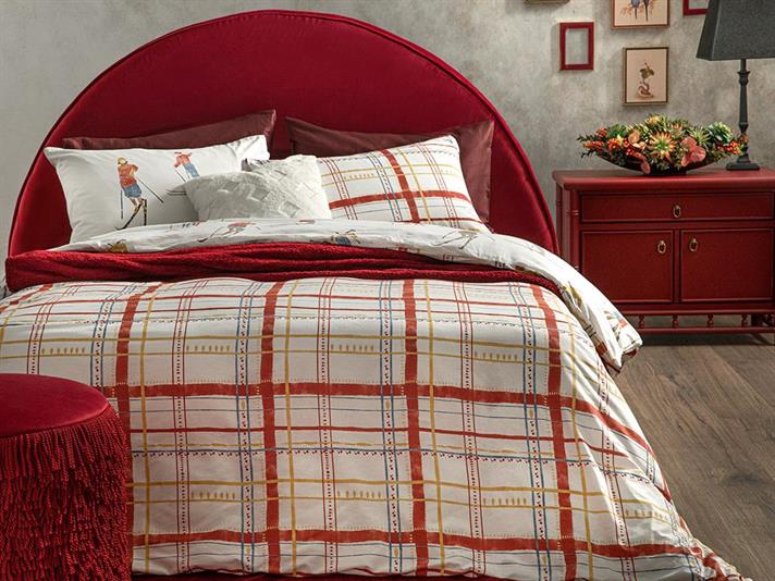 Winter Vacay Set Lenjerie De Pat Dublu - Set Lenjerie De Pat Bumbac | English Home, 200 x 220 cm, Roșu