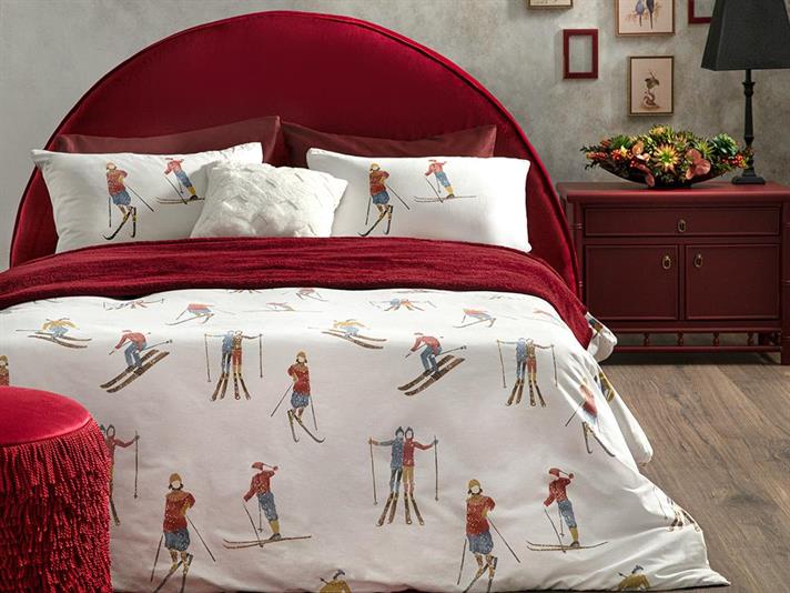 Winter Vacay Set Lenjerie De Pat Dublu - Set Lenjerie De Pat Bumbac | English Home, 200 x 220 cm, Roșu
