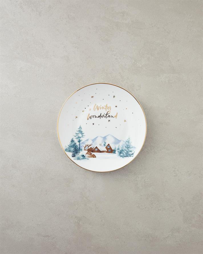 Winter Wonderland Porțelan New Bone China Farfurie De Tort 21 cm Gold