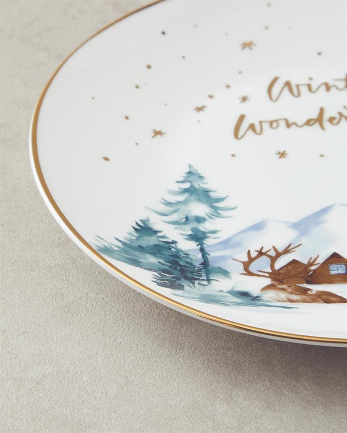 Winter Wonderland Porțelan New Bone China Farfurie De Tort 21 cm Gold