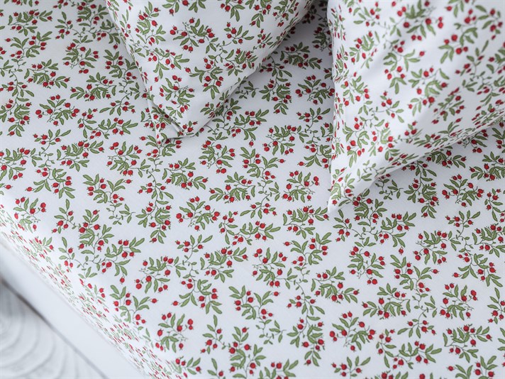 Winterberry Cu Bumbac Single Cearșaf 160x240 cm Roșu