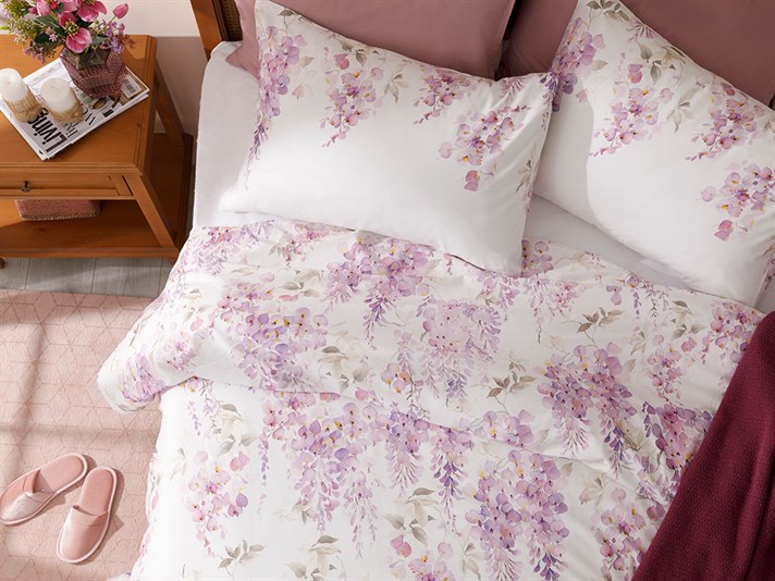Wisteria pură Cottony Double Person  SET LENJERIE DE PAT 200x220 cm Violet.