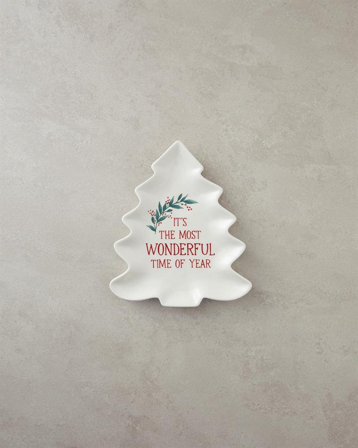 Wonderful Year Ceramică În Formă De Brad Suport Servire 20x17.5 cm Alb