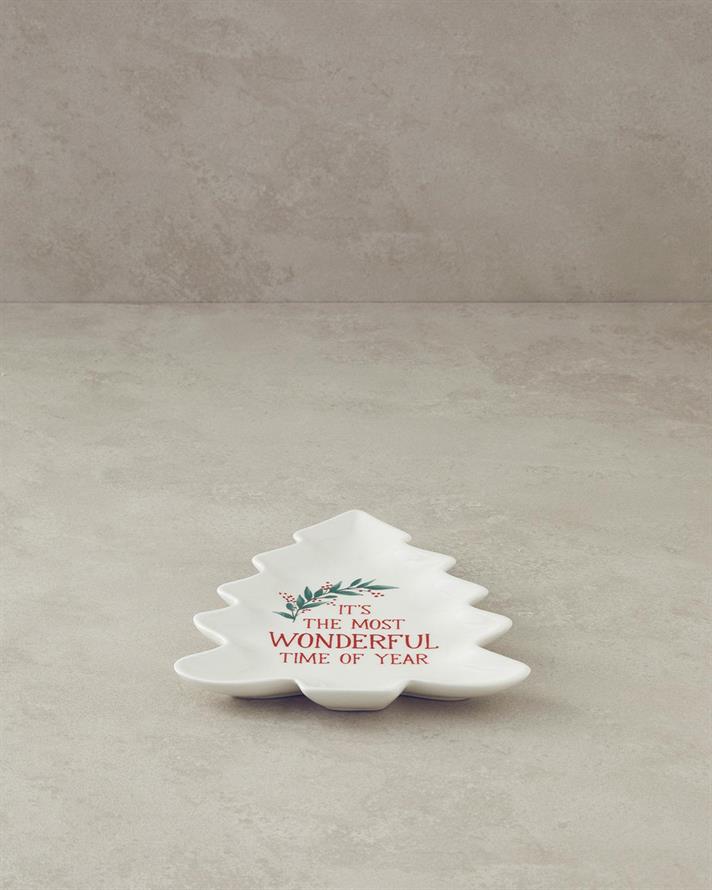 Wonderful Year Ceramică În Formă De Brad Suport Servire 20x17.5 cm Alb