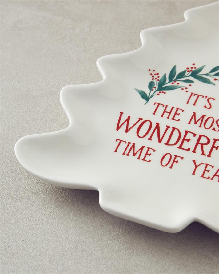Wonderful Year Ceramică În Formă De Brad Suport Servire 20x17.5 cm Alb