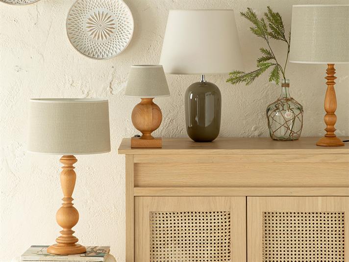 Wooden Lampă De Masă , 32*57 Cm, Albastru-Beige
