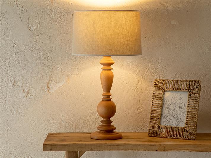 Wooden Lampă De Masă , 32*57 Cm, Albastru-Beige