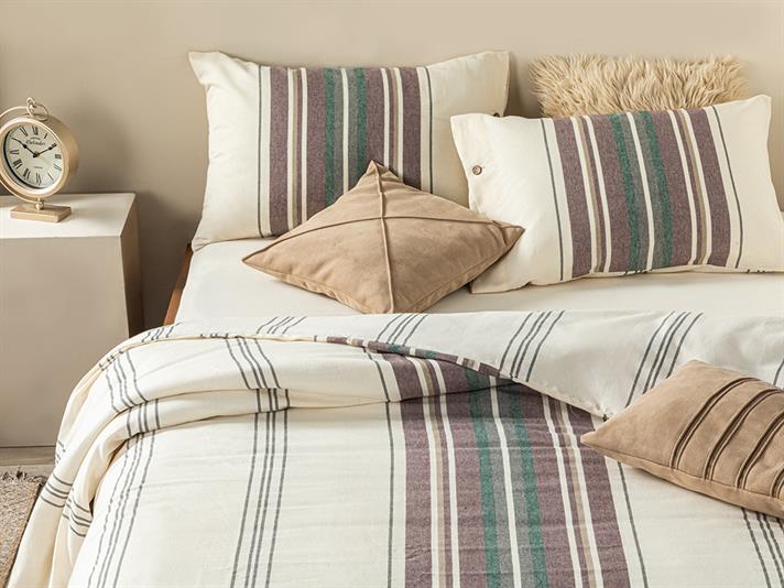  Lenjerie de pat completa Super King, Wooden, bumbac-poliester, 260x220 cm/200x200 cm/50x70 cm , bordo