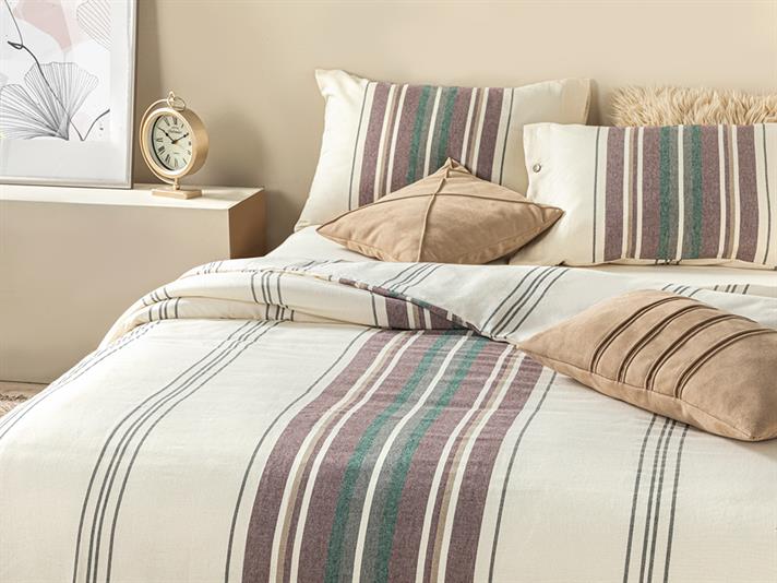  Lenjerie de pat completa Super King, Wooden, bumbac-poliester, 260x220 cm/200x200 cm/50x70 cm , bordo