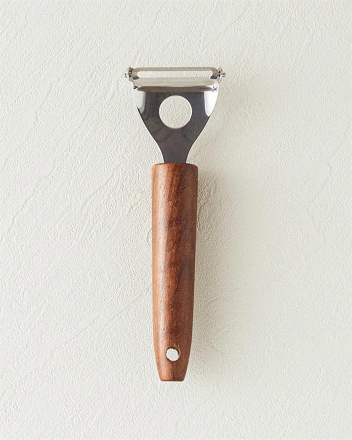 Woody Peeler Oțel Aparat De Curățat Fructe Și Legume Ustensilă Bucătărie 12 cm Cafeniu