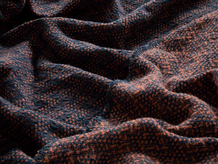 Zigzag Cu Bumbac Double Pătură 200x220 cm Portocaliu - Bleumarin