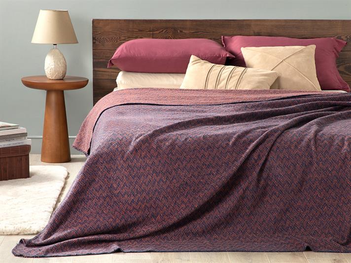 Zigzag Cu Bumbac Double Pătură 200x220 cm Portocaliu - Bleumarin