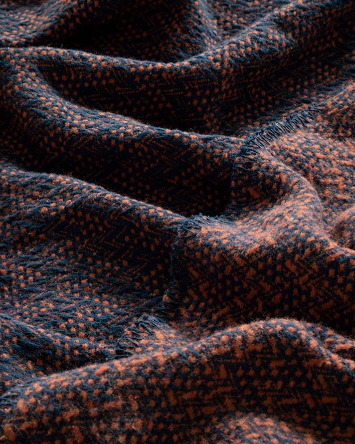 Zigzag Cu Bumbac Single Pătură 150x200 cm Portocaliu - Bleumarin