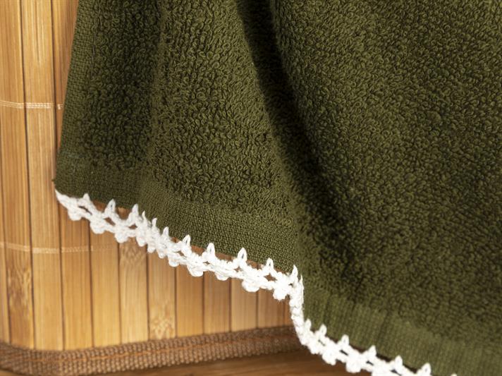 Zigzag Mono Cu Bumbac Croșetat Prosop De Mâini 30x40 cm Verde - Ecru