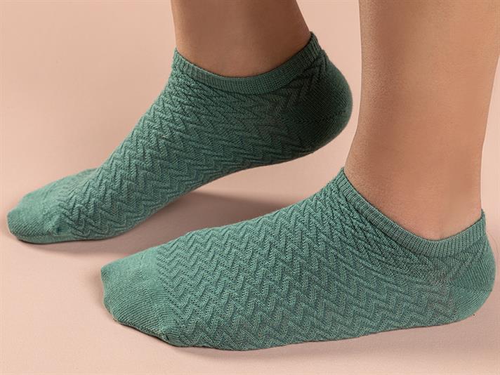 Zigzag Cotton Women Ankle Socks 36-40 Green
