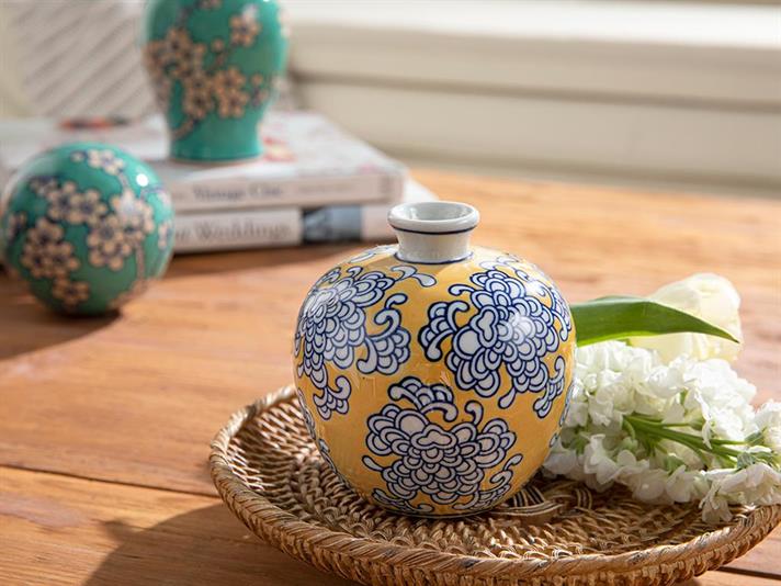 Zoe Porcelain Vase 10,5x10,5x11 cm Yellow