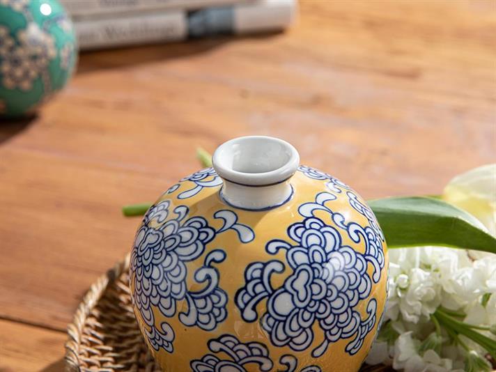 Zoe Porcelain Vase 10,5x10,5x11 cm Yellow