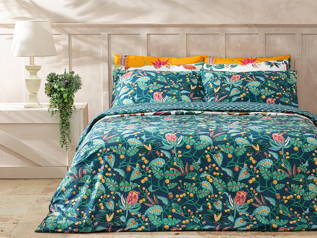Exotic Garden Cottony Double Person Duvet Cover Set Pack 200x220 cm Dark  Blue | English Home Ro