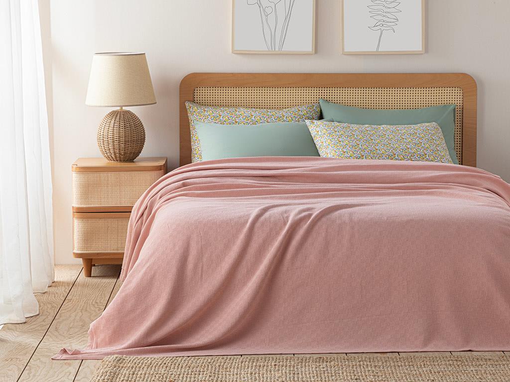 Plain Cottony King Size Summer Blanket 220x240 cm Pink | English Home Ro