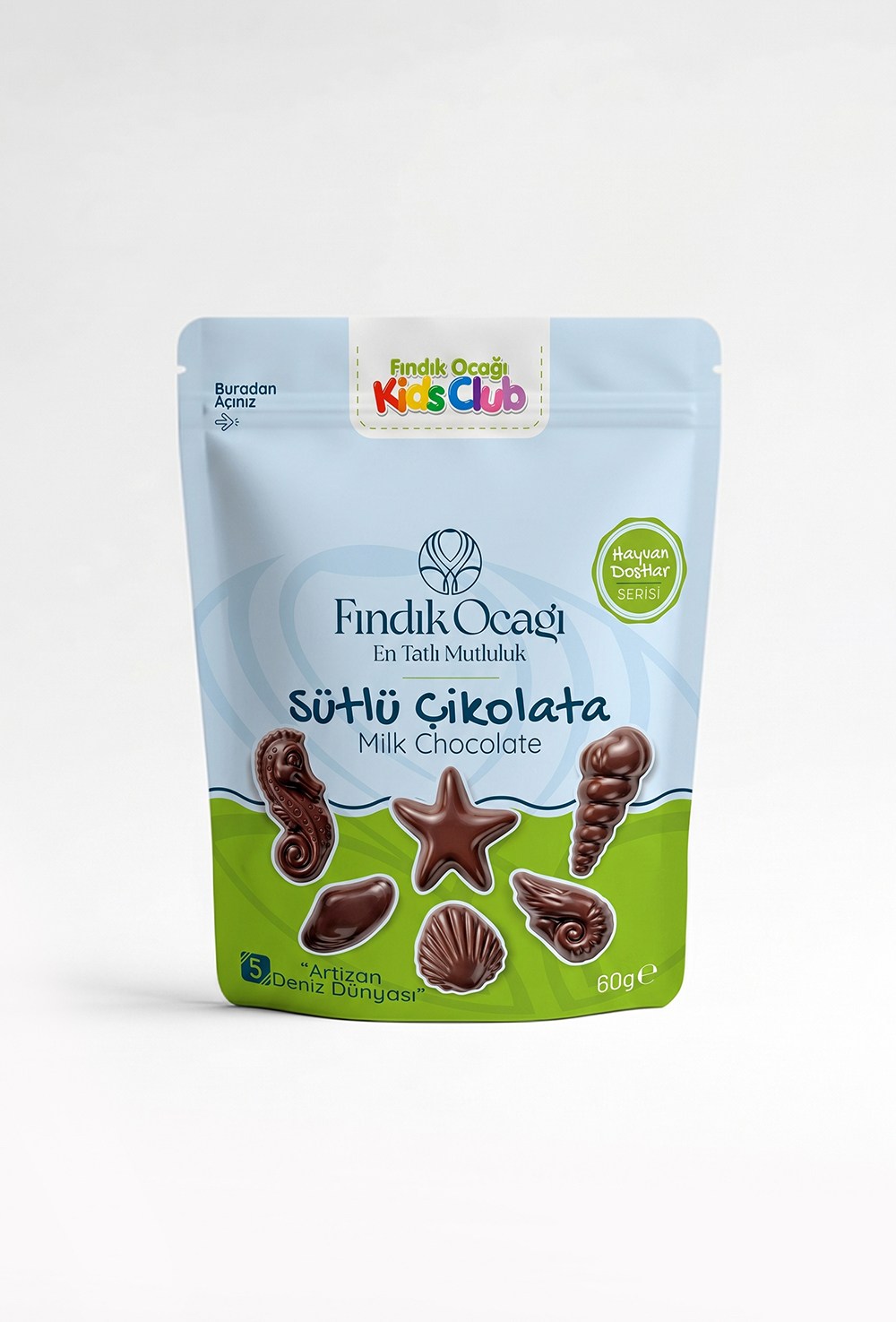 5 - Artizan Deniz Dünyası Doypack - Sütlü Çikolata 60 g