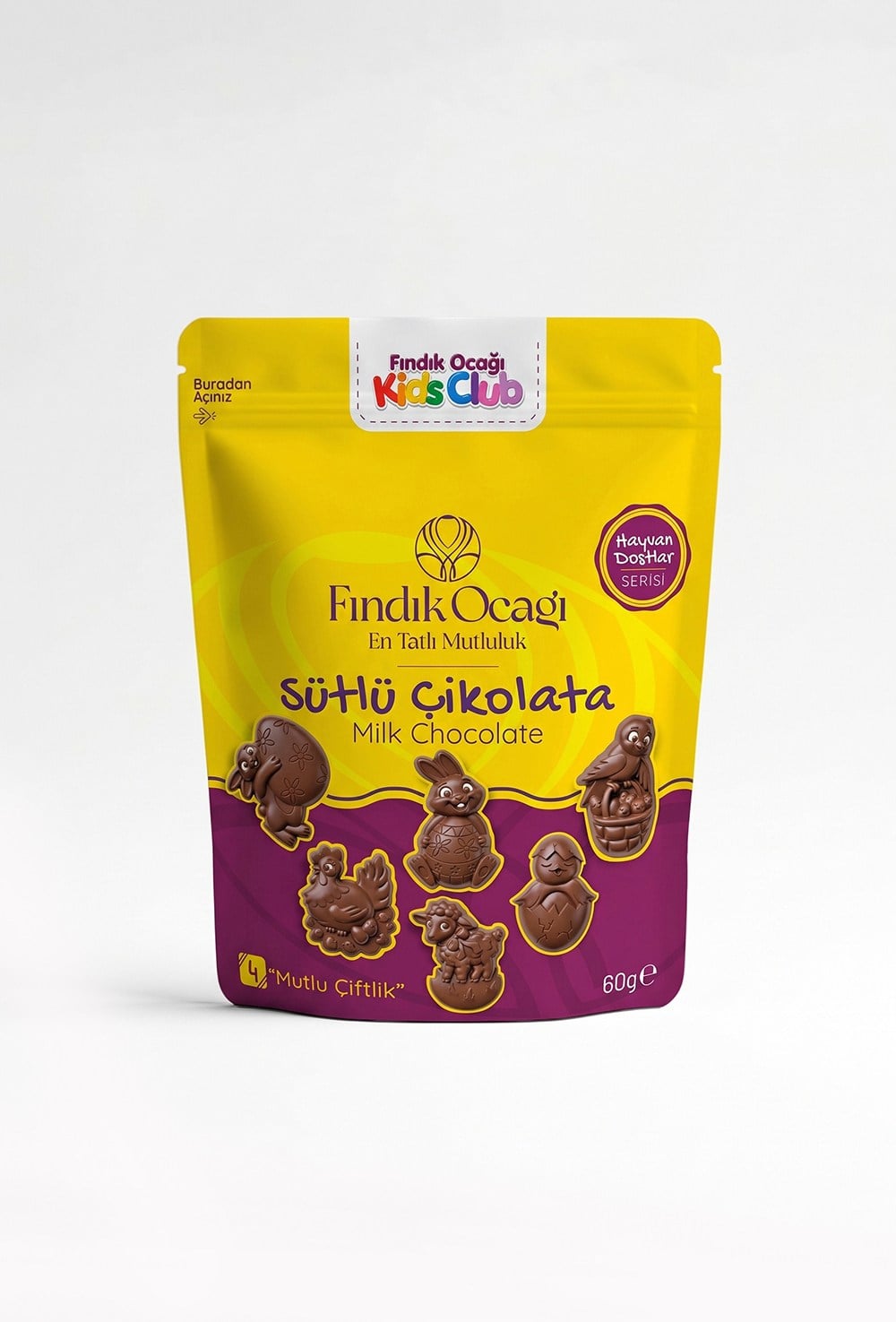 4 - Mutlu Çiftlik Doypack - Sütlü Çikolata 60 g