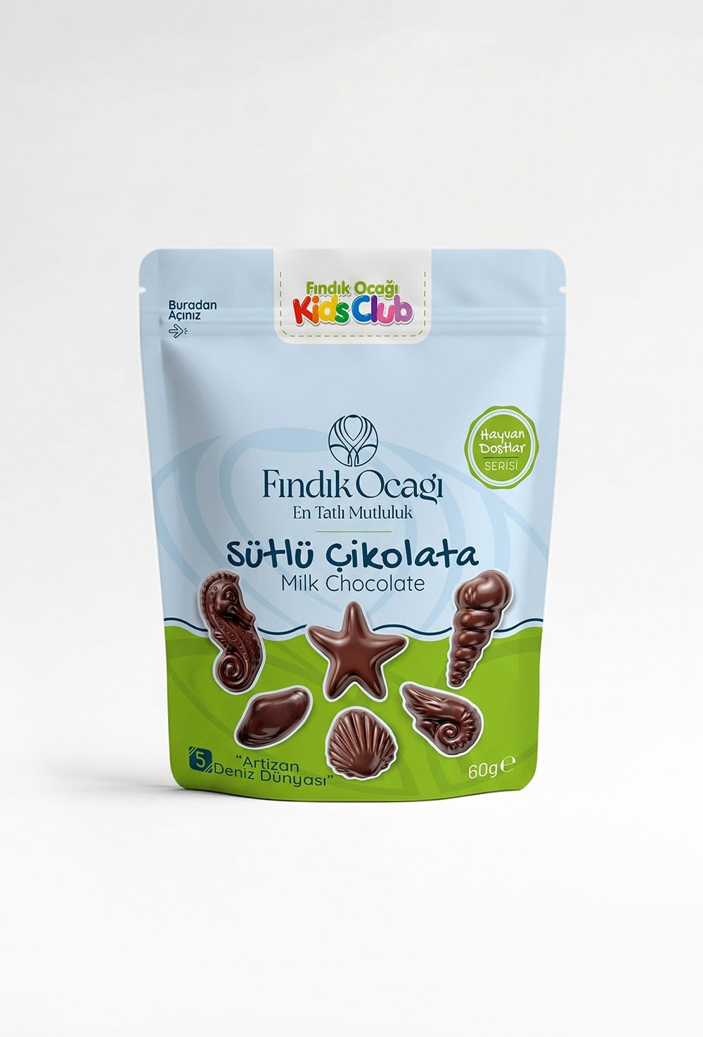 5 - Artizan Deniz Dünyası Doypack - Sütlü Çikolata 60 g