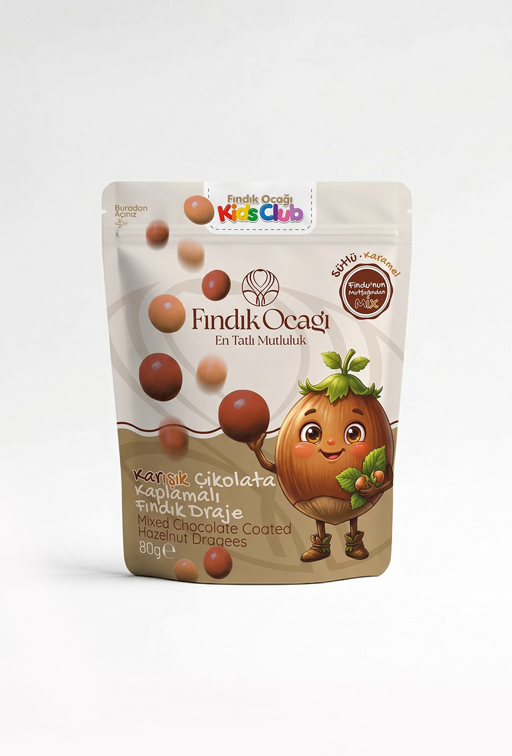 Karışık Çikolata Kaplamalı Fındık Draje  Doypack 80 g
