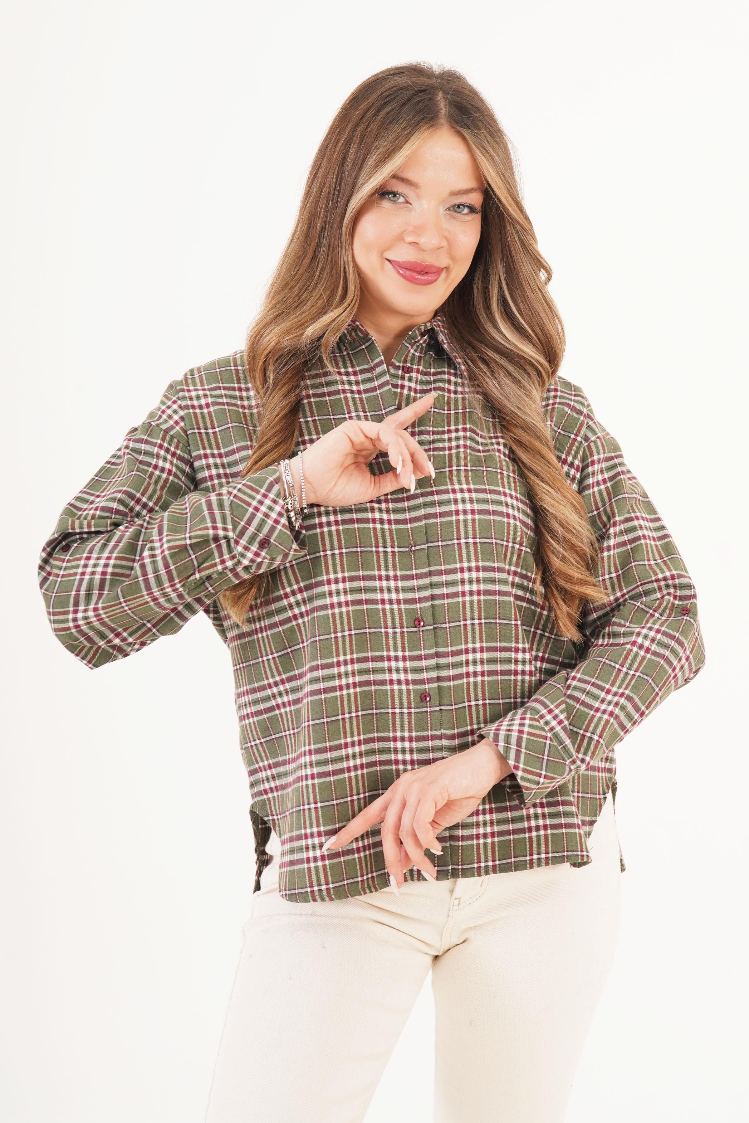 Ekose Desen Haki Toptan Oduncu Gömlek