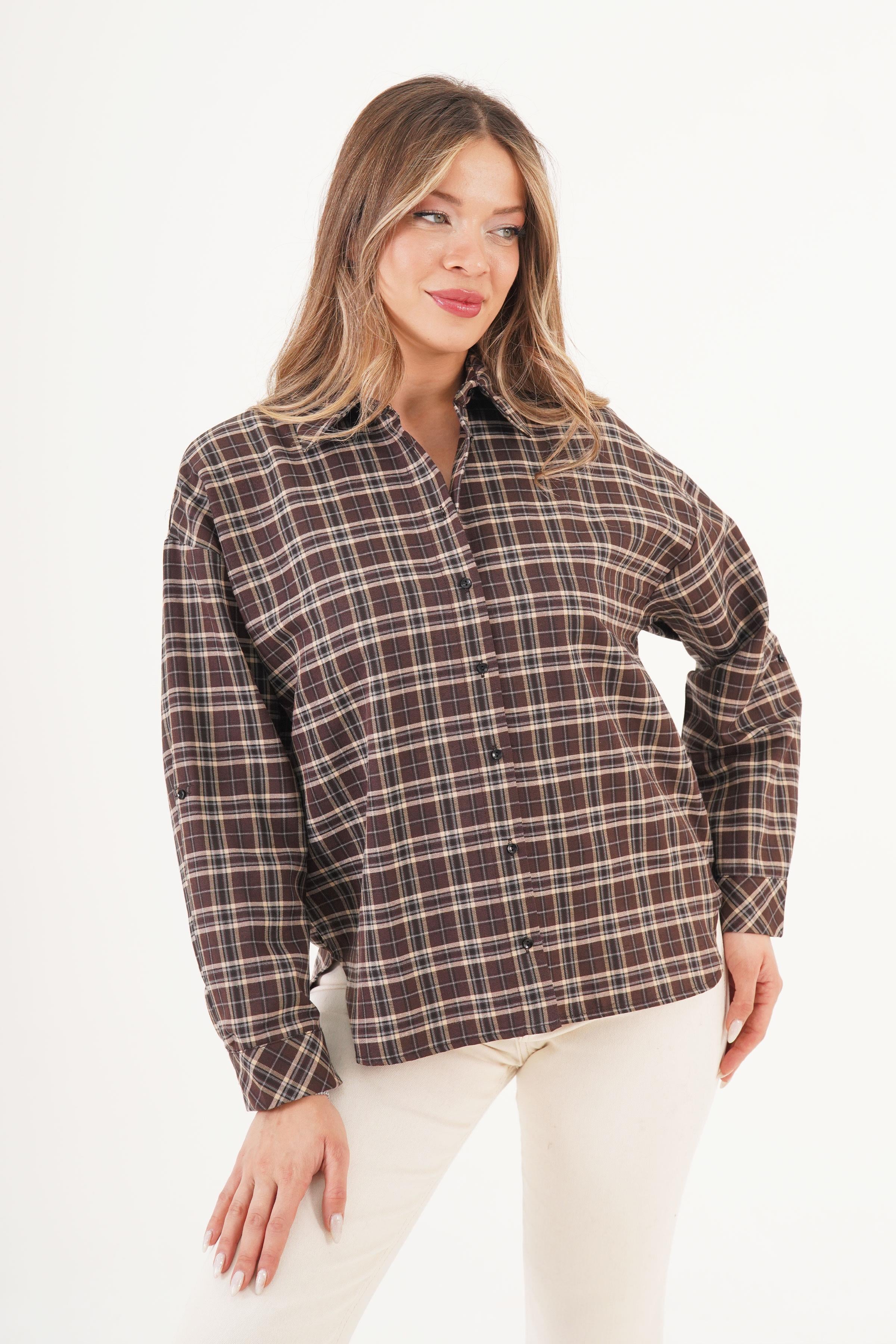 Ekose Desen Kahve Toptan Oduncu Gömlek