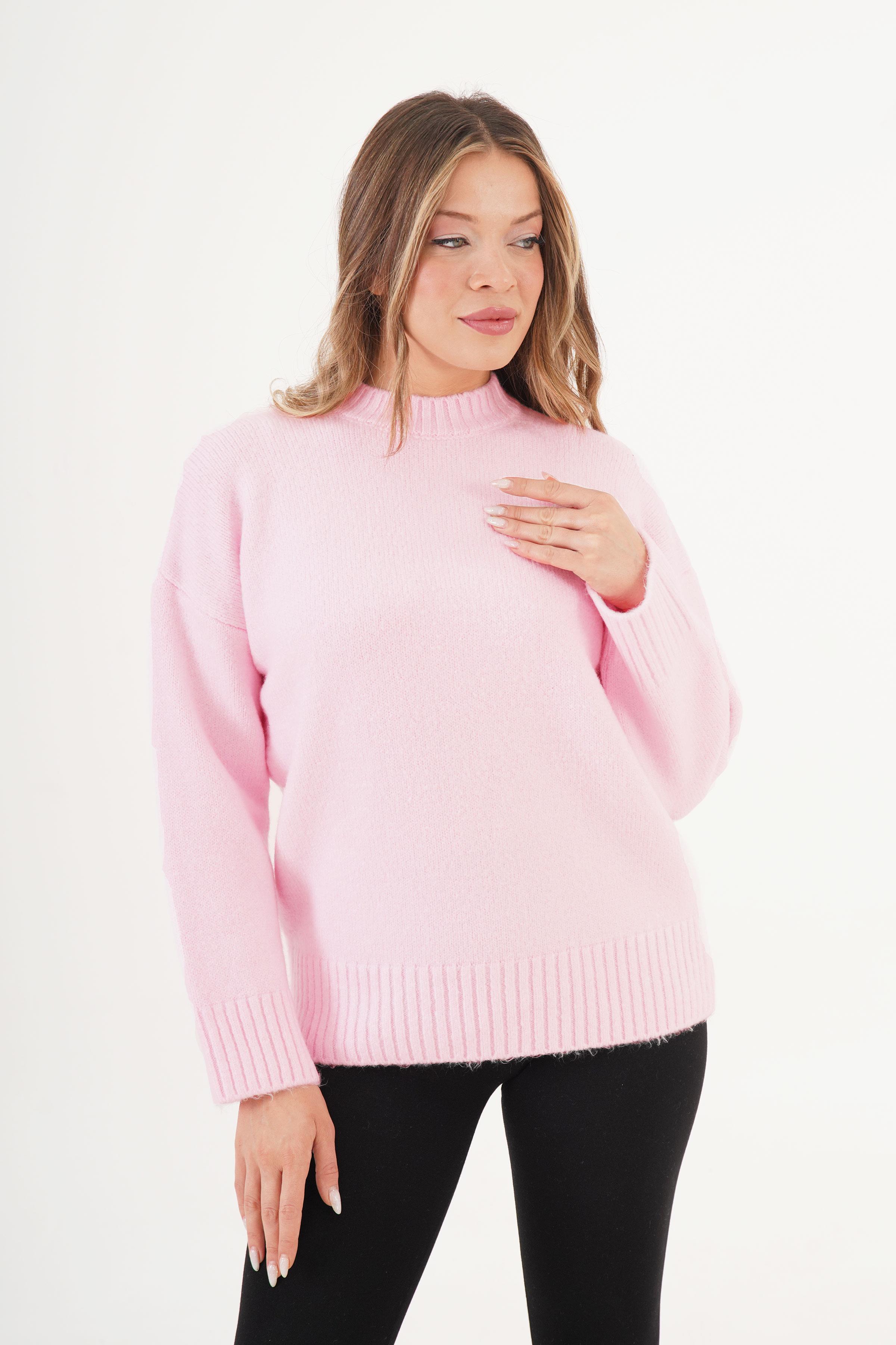 Ribana Detaylı Basic Pembe Kazak - Görsel 3