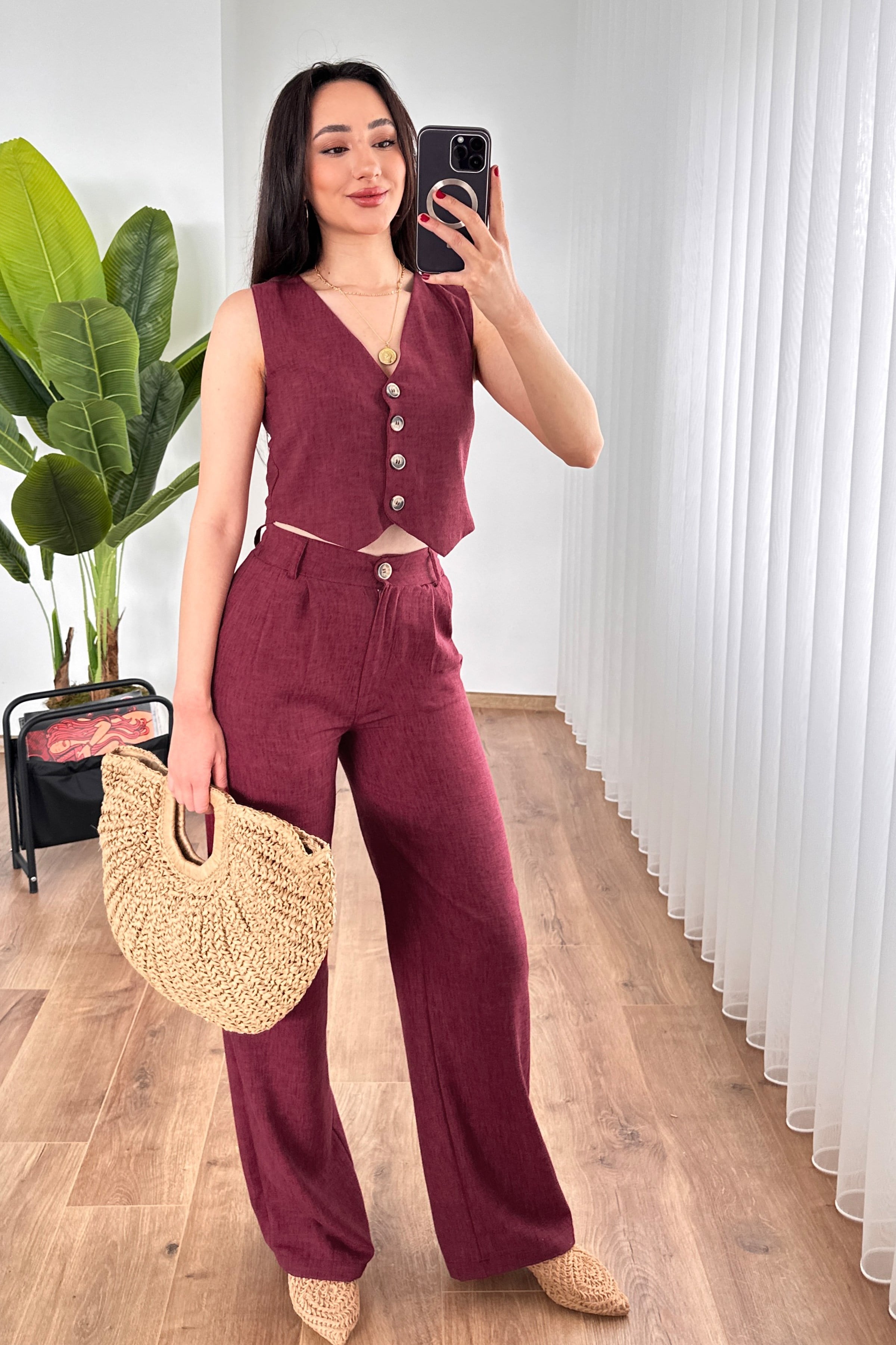 Kırçıllı Desen Bordo Toptan Takım