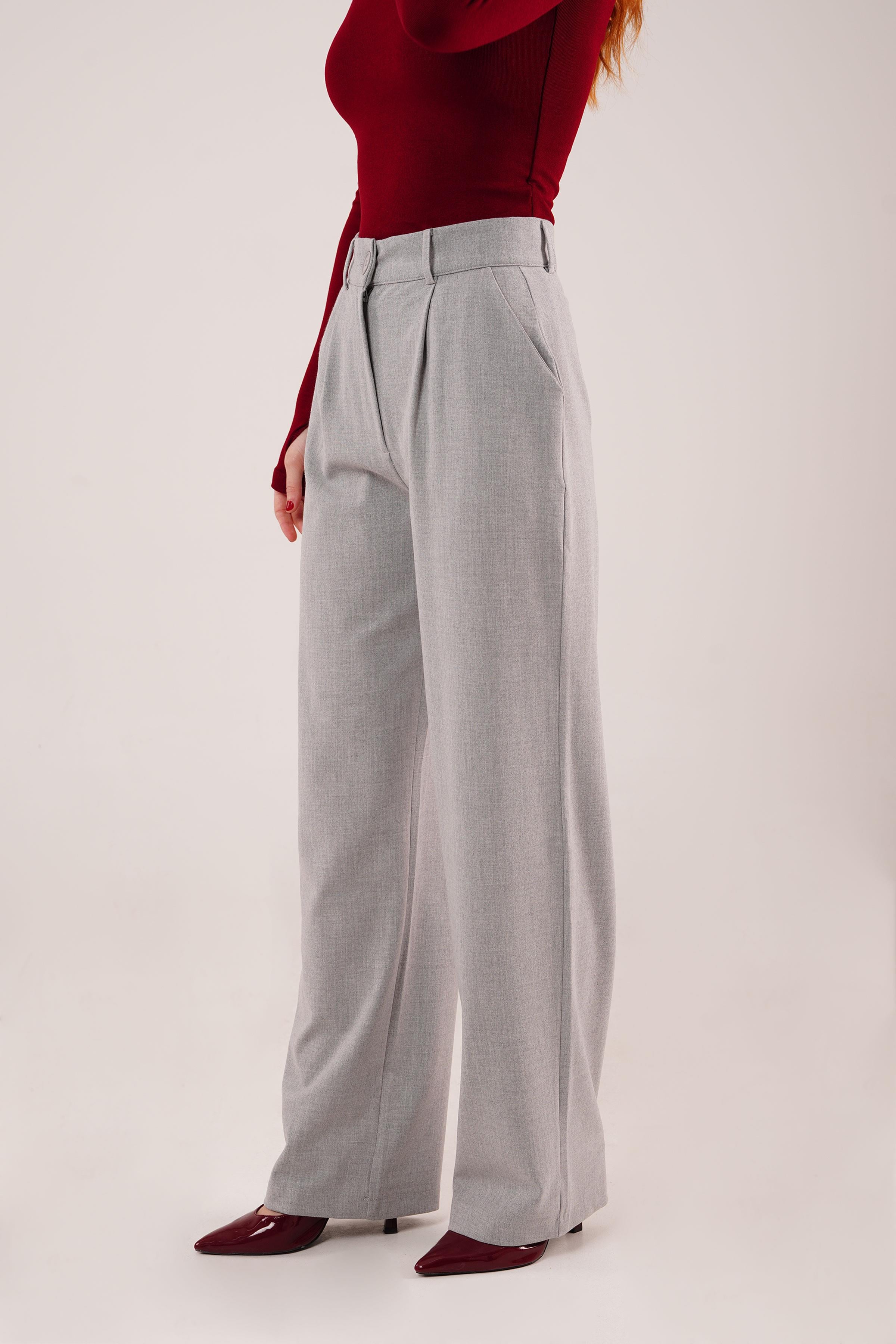 Premium Model Oturtmalı Gri Pantolon - Görsel 5