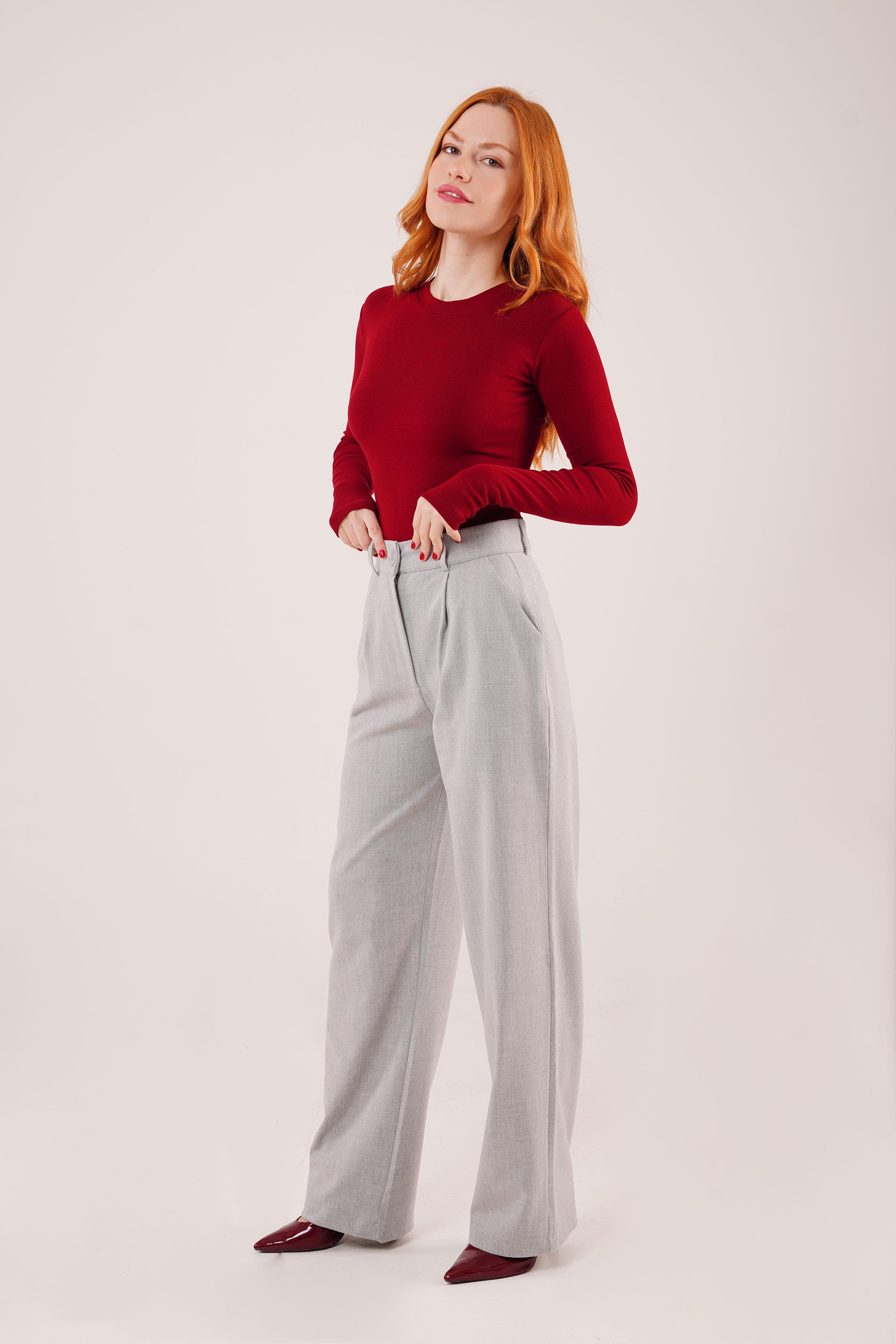 Premium Model Oturtmalı Gri Pantolon - Görsel 4