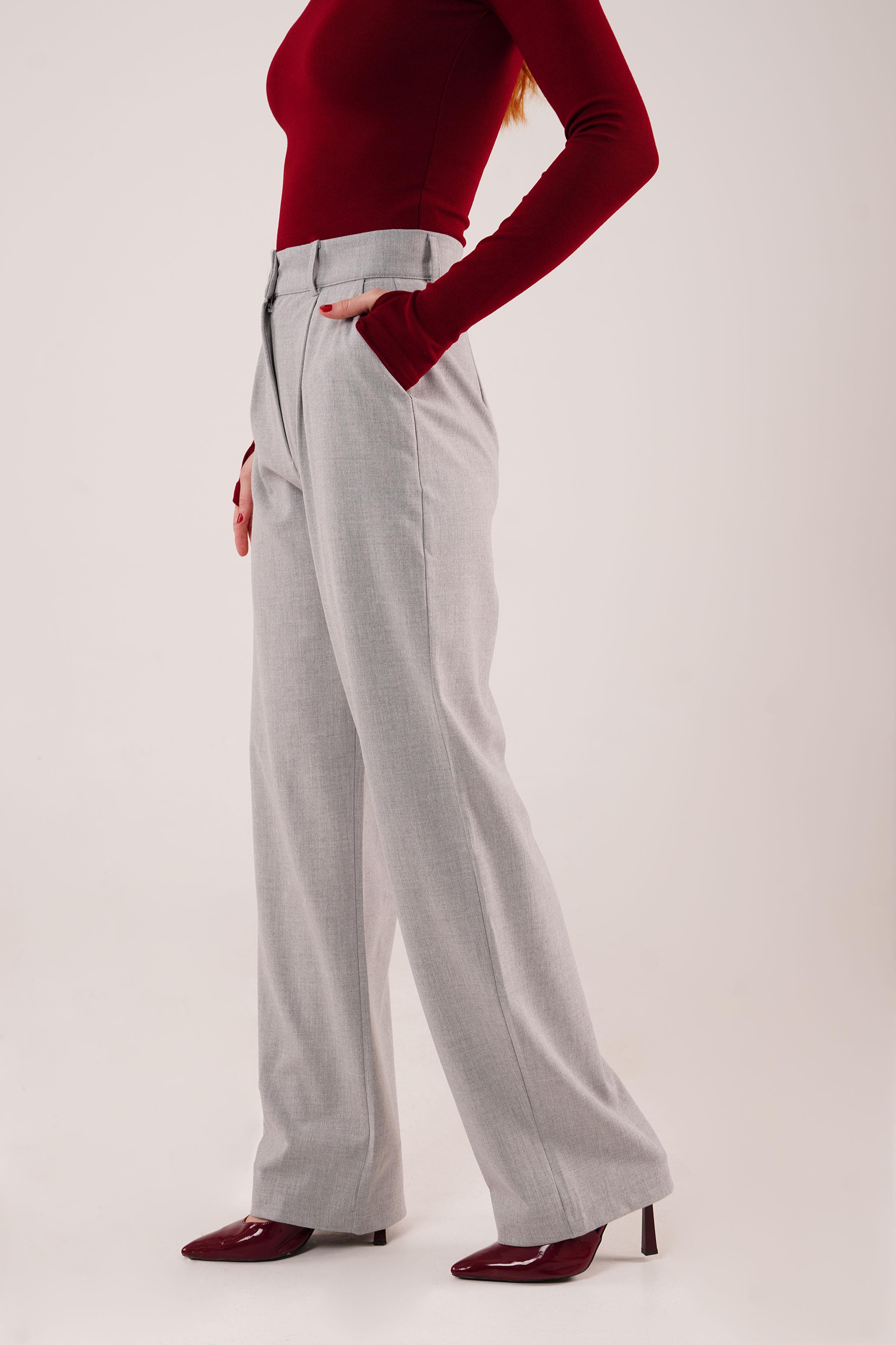 Premium Model Oturtmalı Gri Pantolon - Görsel 3