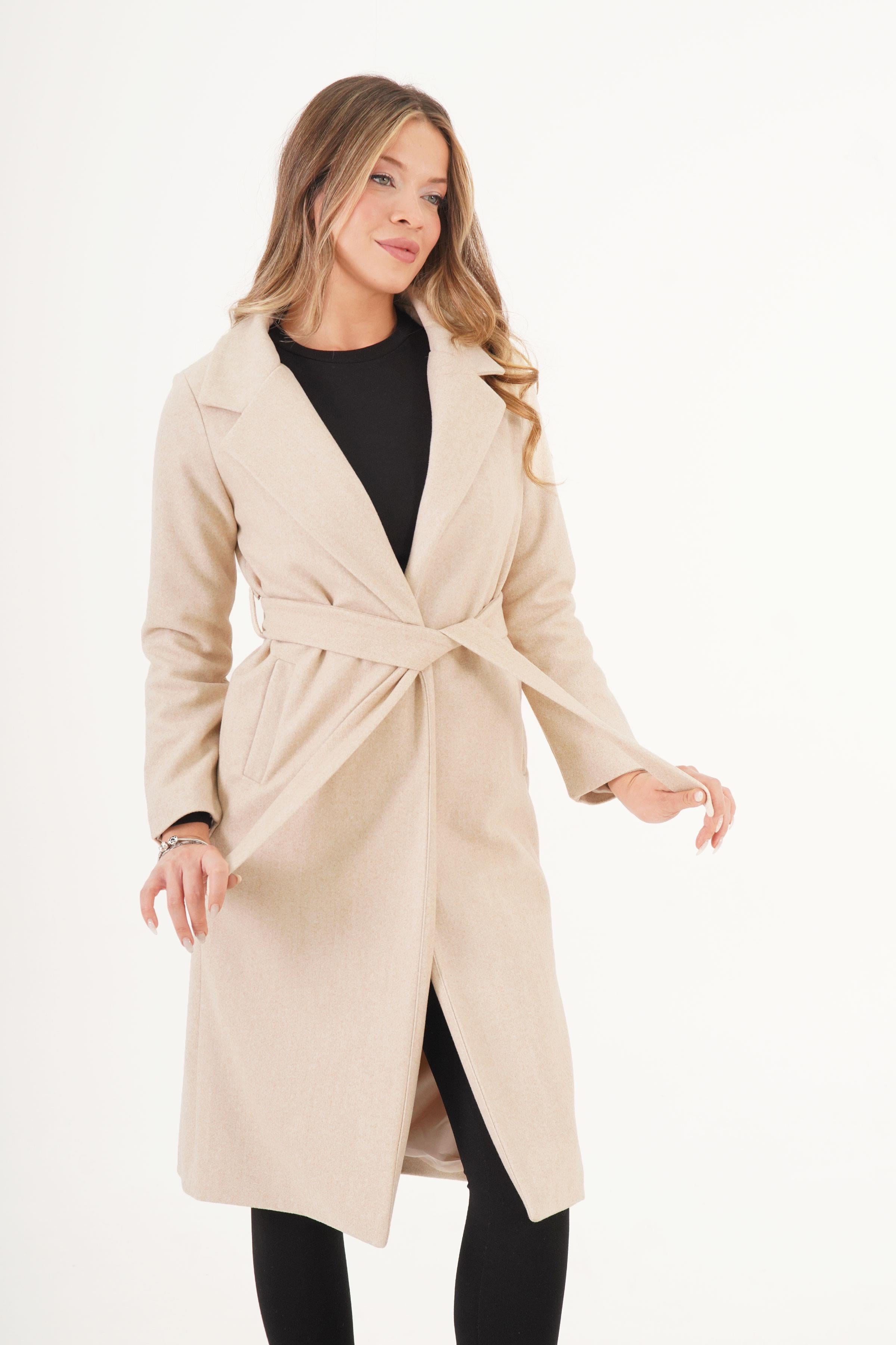 Beli Kuşaklı Astarlı Toptan Taş Kaşe Kaban