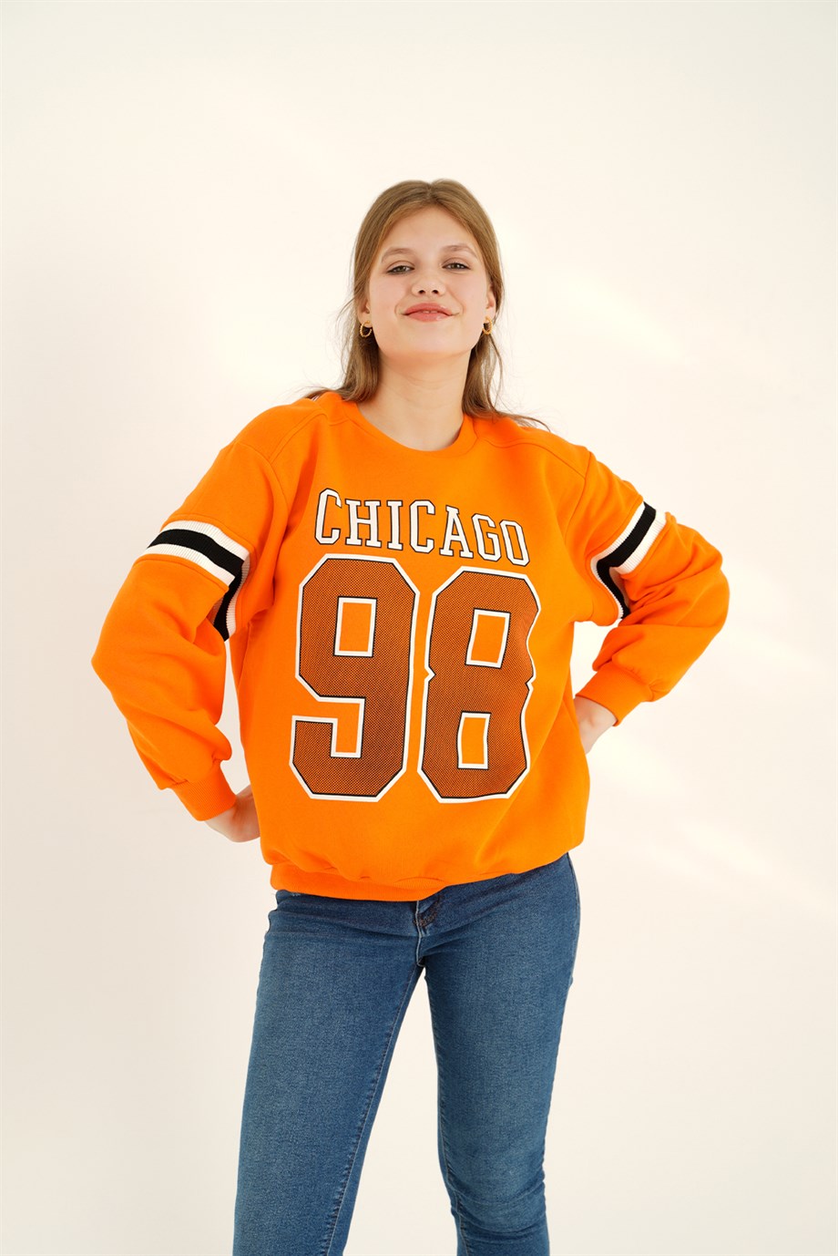 Chicago 98 Baskılı Oranj Sweat