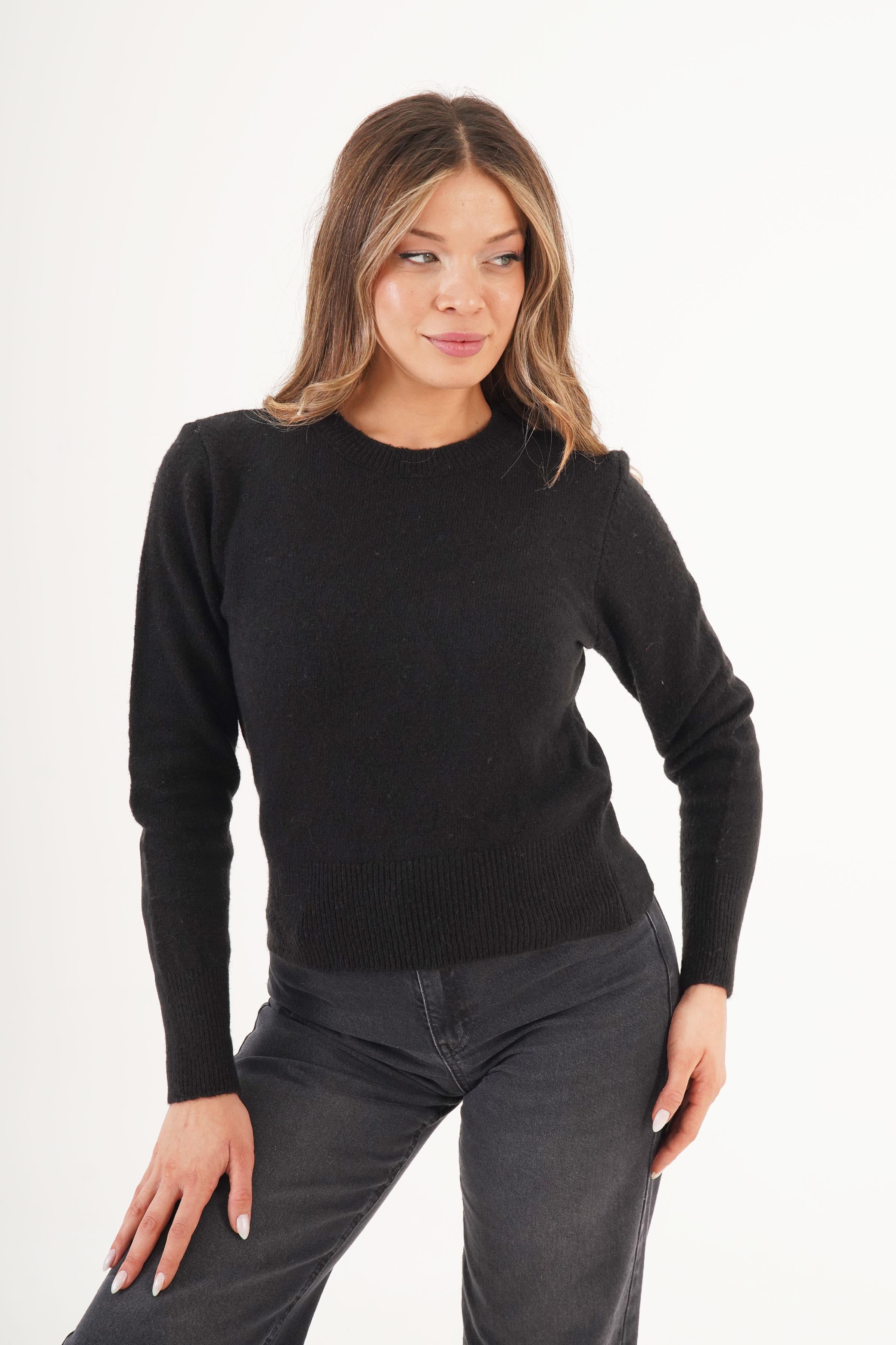 Bisiklet Yaka Düz Model Toptan Siyah Kazak